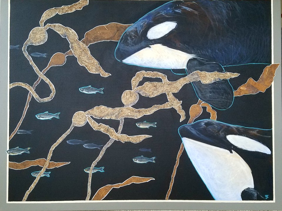 Salish Sea Orcas 48x36 1000 Vikki Jackson and Lyn Jackson